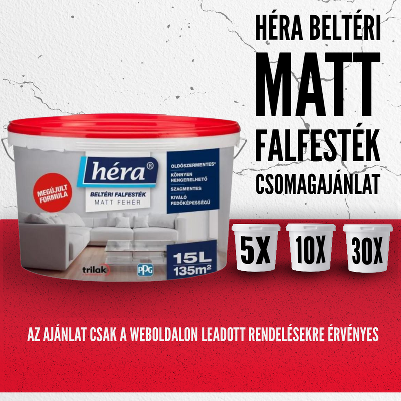 HÉRA BELTÉRI MATT FALFESTÉK FEHÉR 15L CSOMAGAJÁNLAT
