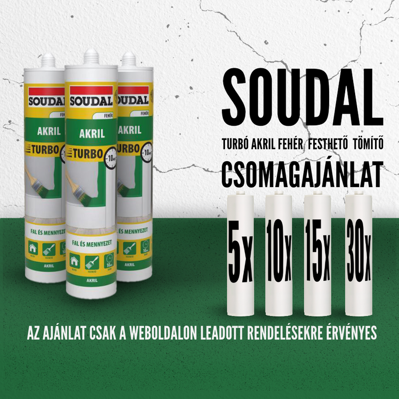 SOUDAL AKRIL TURBO FEHÉR 280ML CSOMAGAJÁNLAT