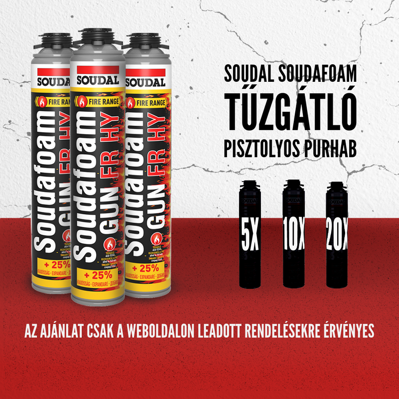 SOUDAL SOUDAFOAM TŰZGÁTLÓ PISZTOLYHAB 750ML CSOMAGAJÁNLAT